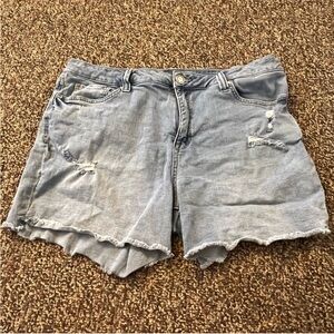 Seven7 Blue Jean Shorts Distressed Mid-Thigh